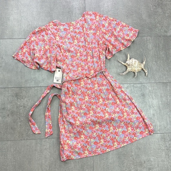 🔆BILLABONG🔆 ALL FOR YOU 2 WRAP DRESS adjustable, beach, activewear, floral - Picture 12 of 13